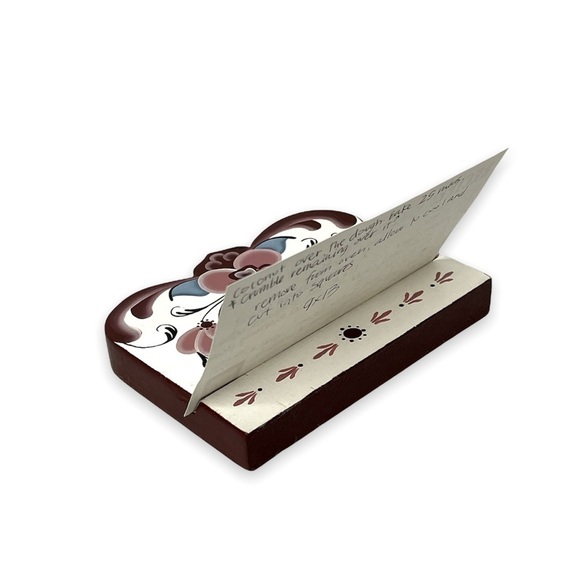 Vintage Hand Painted Folk Art Wood Tole Recipe Card Stand Holder Country Decor - Picture 3 of 9